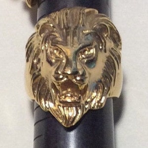 Stainless Steel Large  Gold Lion Ring, Sizes 8 to 12. Non-Tarnish, Non-Allergenic. Great  gift.
