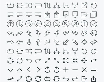 100 line icon set arrows vector pack
