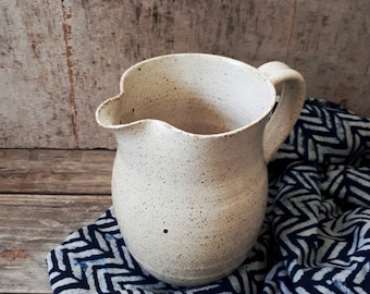 Big ceramic white pitcher, Big pottery pitcher, White pottery jug, Big white container, Ceramic white vase, Housewarming gift