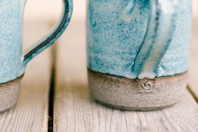 Ensemble de tasses turquoise en céramique, tasse à café en céramique, ensemble de tasses en céramique turquoise, ensemble de tasses à thé en poterie, LOT DE DEUX, cadeau pour les amateurs de café, image 3