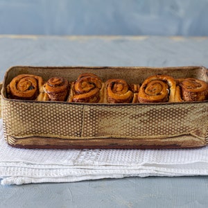 Ceramic baking dish, Rustic brown serving dish, Big ceramic pan, Big pottery rustic brown baking dish, Pottery bread dish image 1