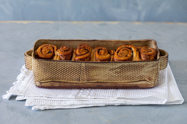 Ceramic baking dish, Rustic brown serving dish, Big ceramic pan, Big pottery rustic brown baking dish, Pottery bread dish image 1