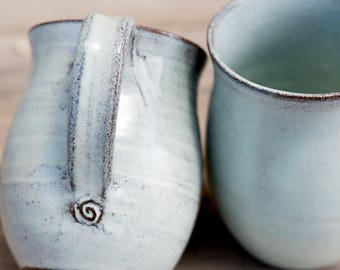 Ceramic light blue mug, Pottery coffee mug, Ceramic coffee mug handmade, Coffee lovers gift