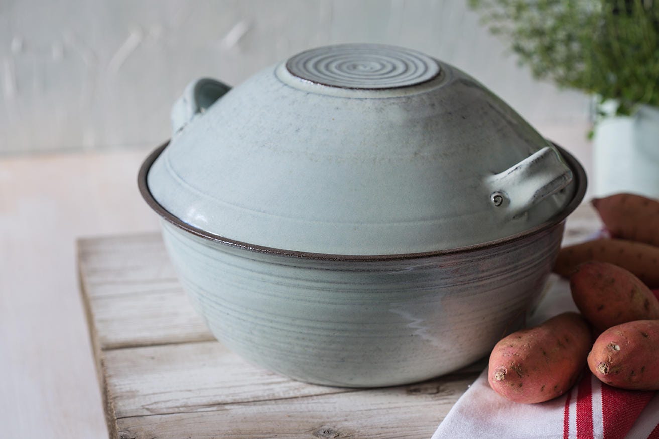 Grande Cocotte Bleu Clair en Céramique