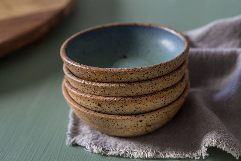 Small ceramic tapas bowls, Ceramic blue and green small bowls, Pottery tapas bowls, Ceramic dipping bowls, Passover bowls, Holiday gift image 4