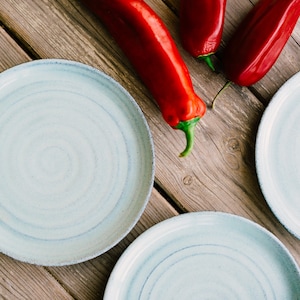 Ceramic dessert light blue plates set, SET OF 2, Ceramic serving dish set, Pottery dessert plates, Ceramic cake plates, Housewarming gift