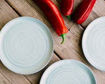Ceramic dessert light blue plates set, Pottery dessert plates set, Pottery cake plates, Ceramic serving dish, Holiday gift, US DDP