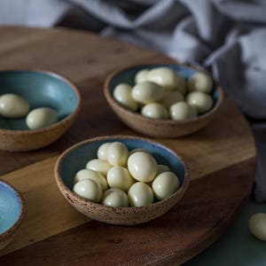 Small ceramic tapas bowls, Ceramic blue and green small bowls, Pottery tapas bowls, Ceramic dipping bowls, Passover bowls, Holiday gift image 5