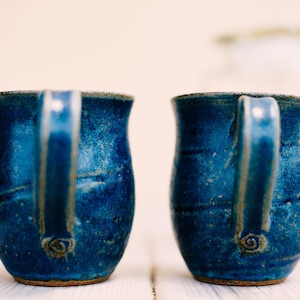 Pottery blue mug set, Ceramic coffee mug set, Pottery tea cups set, Ceramic blue cups, Coffee lovers gift, Gift for him, Gift for her