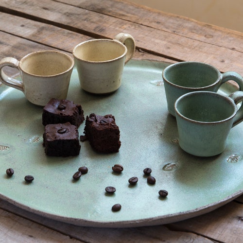 Ceramic Espresso Green Cup Set SET OF TWO Etsy