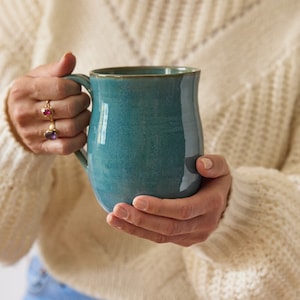 Taza de cerámica turquesa XXL: Taza de café de cerámica hecha a mano (900 ml), DDP de EE. UU.