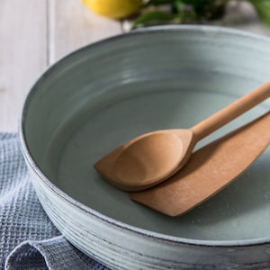 Handmade Ceramic Serving Bowl: Light Blue Pottery Baking Dish