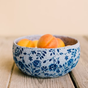 Pottery rustic blue bowl, Ceramic blue rustic bowl, Ceramic serving dish, Pottery cereal bowl, Gift for her, Housewarming gift imagem 1