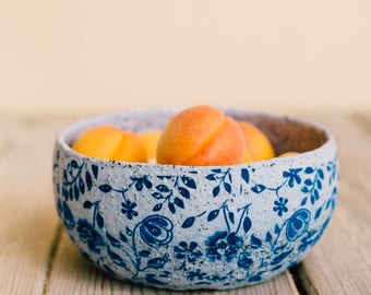 Pottery rustic blue bowl, Ceramic blue rustic bowl, Ceramic serving dish, Pottery cereal bowl, Gift for her, Housewarming gift