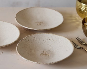 Handmade Ceramic Pasta Bowl Set: Rustic Creamy White Pottery, US DDP
