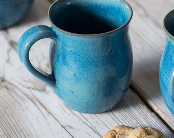 Ceramic turquoise mug handmade, Pottery mug, Pottery coffee mug handmade, Ceramic tea cup, Gift for her, Coffee lovers gift