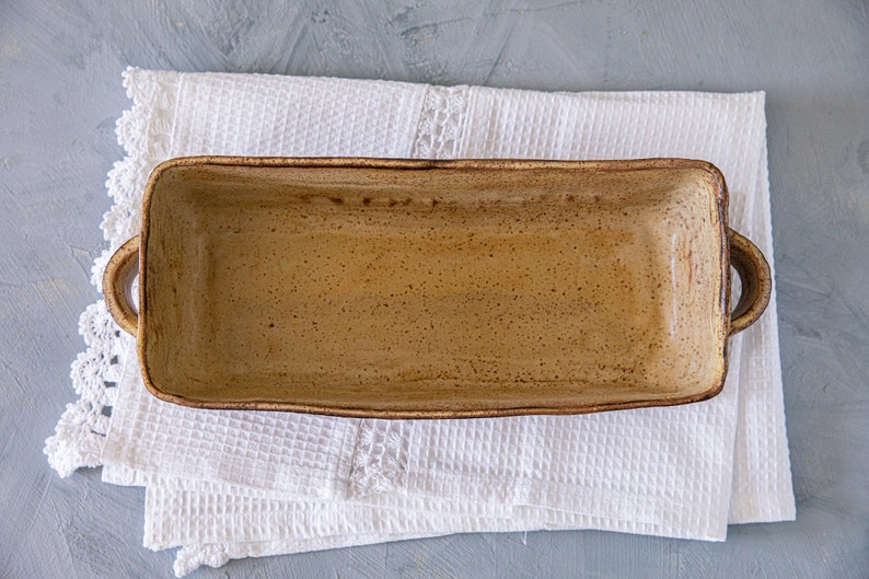 Ceramic baking dish, Rustic brown serving dish, Big ceramic pan, Big pottery rustic brown baking dish, Pottery bread dish image 6