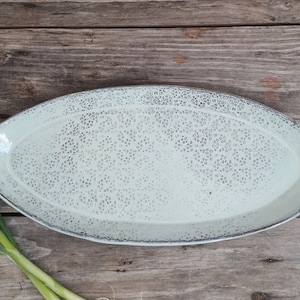 Big ceramic light blue oval platter, Big ceramic blue tray, Big pottery serving dish, Big ceramic serving dish, Big pottery platter
