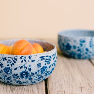 Pottery rustic blue bowl, Ceramic blue rustic bowl, Ceramic serving dish, Pottery cereal bowl, Gift for her, Housewarming gift image 2