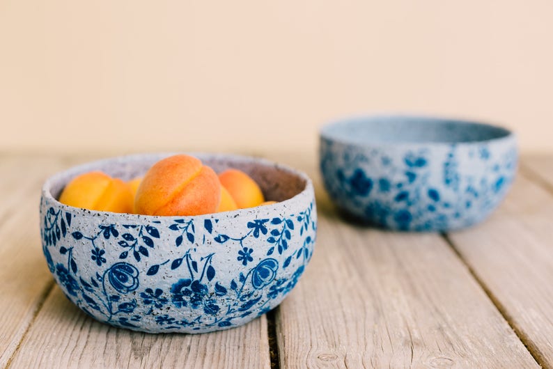 Pottery rustic blue bowl, Ceramic blue rustic bowl, Ceramic serving dish, Pottery cereal bowl, Gift for her, Housewarming gift imagem 2