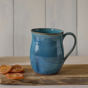 Türkise XXL Keramiktasse: Handgemachte Keramik Kaffeetasse, US DDP