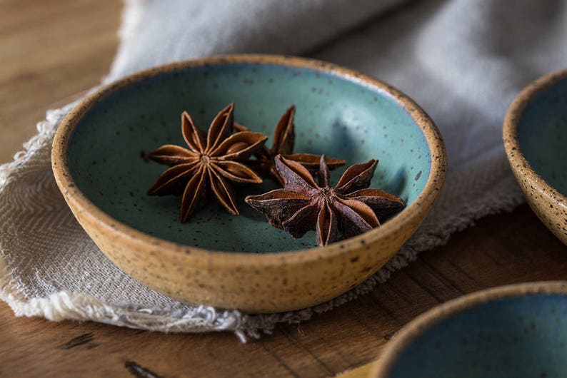 Small ceramic tapas bowls, Ceramic blue and green small bowls, Pottery tapas bowls, Ceramic dipping bowls, Passover bowls, Holiday gift image 3