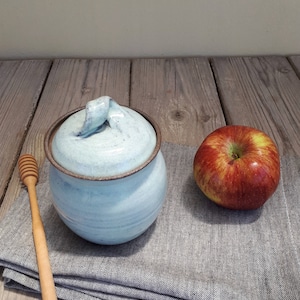 Pottery light blue honey bowl, Ceramic sugar bowl, Ceramic light blue honey dish, Ceramic container, Housewarming gift, Rosh Hashana gift