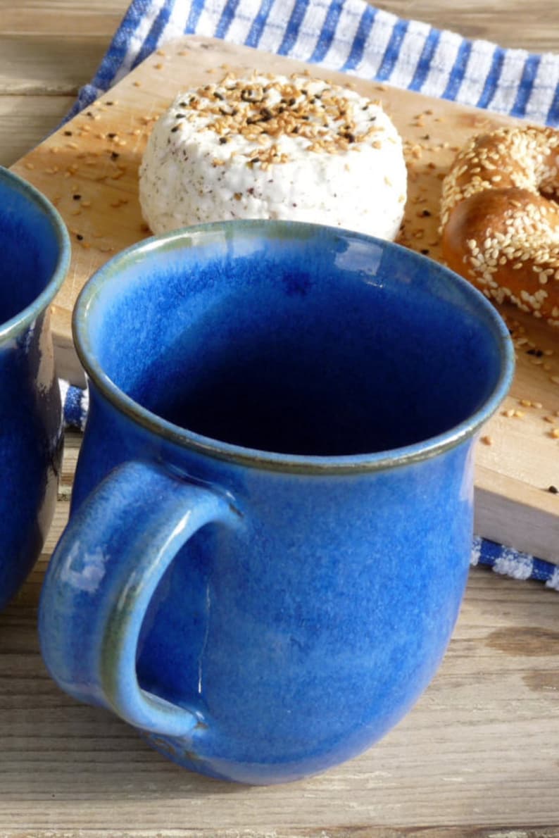Ceramic Blue Mugs Set Etsy