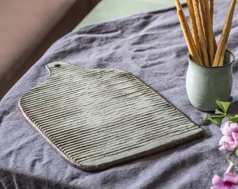 Pottery light blue cheese board, Pottery cake plate, Pottery serving tray, Light blue ceramic cheese board, Ceramic tray, Mother's day gift