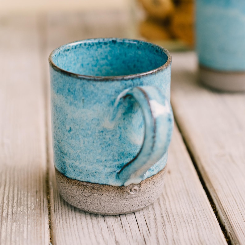 Ensemble de tasses turquoise en céramique, tasse à café en céramique, ensemble de tasses en céramique turquoise, ensemble de tasses à thé en poterie, LOT DE DEUX, cadeau pour les amateurs de café, image 4