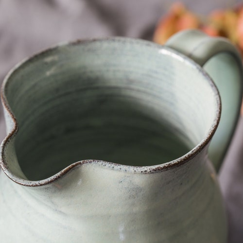 Big ceramic light blue shops pitcher