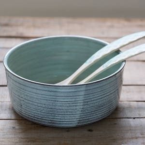 Big pottery light blue bowl, Big ceramic salad bowl, Light blue ceramic serving dish, Ceramic baking dish, Wedding gift, Housewarming gift