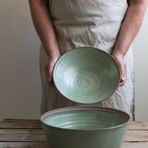 Big ceramic light green casserole, Big pottery bakeware, Big ceramic bowl, Big pottery light green casserole, Holiday gift image 2