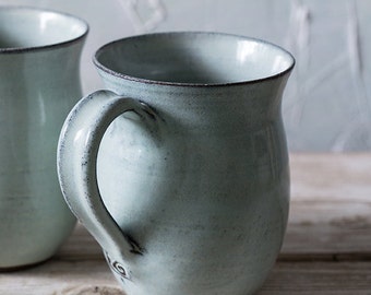 Big ceramic light blue mug, Big pottery light blue mug, Big pottery tea mug, Large ceramic cup, Coffee lovers gift, Mother's day gift