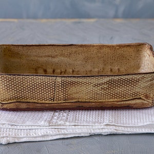 Ceramic baking dish, Rustic brown serving dish, Big ceramic pan, Big pottery rustic brown baking dish, Pottery bread dish image 2