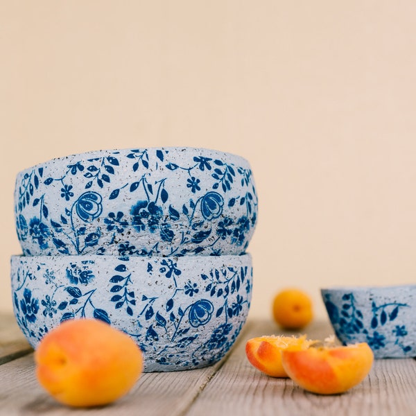 Pottery blue rustic bowl set, Ceramic blue serving dish set, Ceramic bowls set, SET OF TWO, Pottery serving dish, Holiday gift