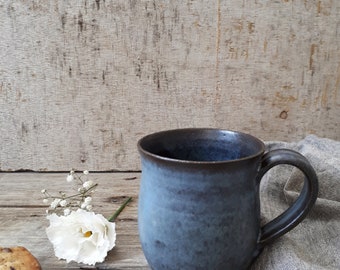 Ceramic unique blue mug, Ceramic tea cup, Pottery unique blue mug, Pottery coffee mug, Coffee lovers gift, Gift for her, Tea lovers gift