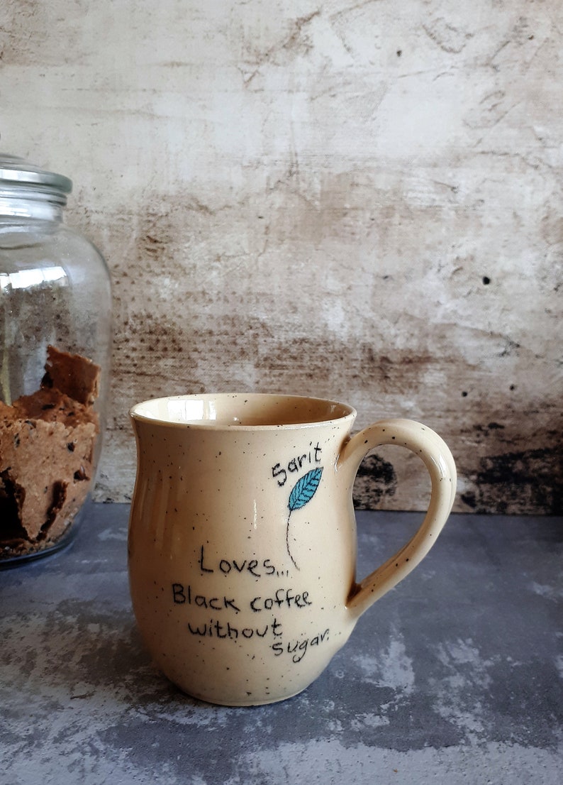 Ceramic white dotted mug set, SET OF 2, Pottery coffee mugs set, Pottery tea cups, Coffee lovers gift, gift for her image 6