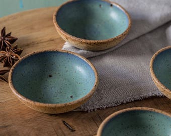 Small ceramic tapas bowls, Ceramic blue and green small bowls, Pottery tapas bowls, Ceramic dipping bowls, Passover bowls, Holiday gift