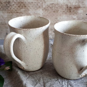 Pottery white mug set, Ceramic mugs set, White pottery cups, Ceramic coffee mug, SET OF 2, Housewarming gift, coffee lovers gift