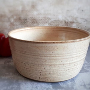 Big White Pottery Serving Bowl, Ceramic Baking Dish, Pottery Salad Bowl ...