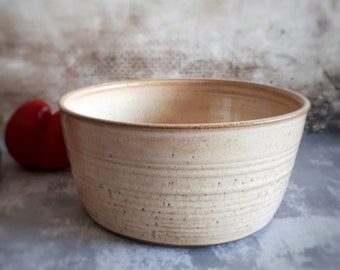 Big white pottery serving bowl, Ceramic baking dish, Pottery salad bowl, Pottery serving dish, Ceramic fruit bowl, Housewarming gift