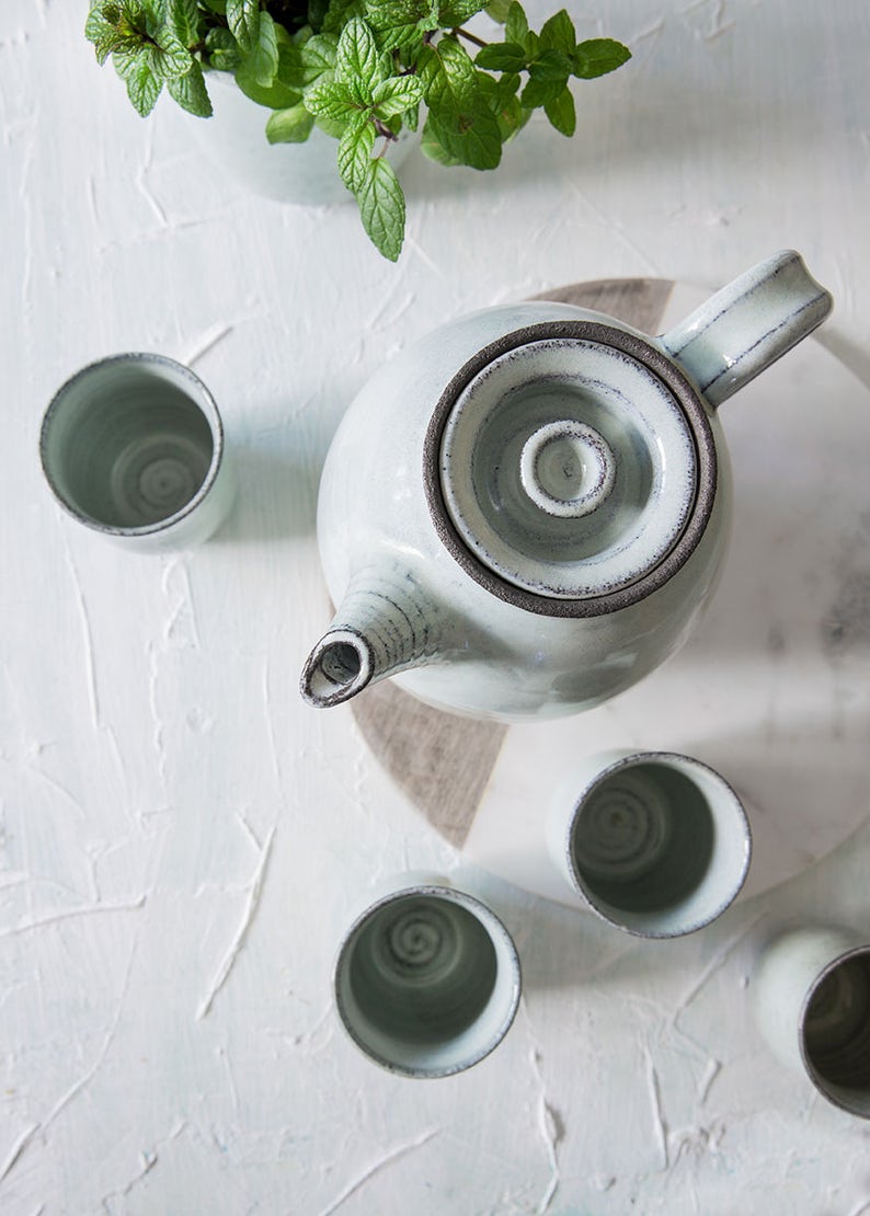 Big Ceramic Light Blue Teapot Big Pottery Teapot Etsy