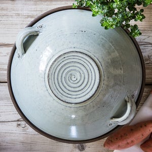 Ceramic big light blue casserole, Big ceramic bowl, Big pottery light blue casserole, Big pottery baking dish, Holiday gift, Baking gift image 1