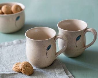 Ceramic white dotted mug, White pottery coffee mug, White pottery tea mug, Pottery tea cup, Mother's day gift, Gift for her