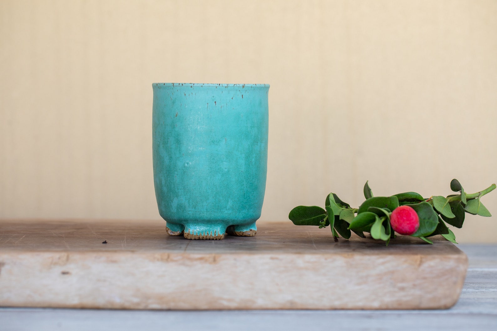 Ceramic utensil holder Pottery semi matte turquoise Etsy