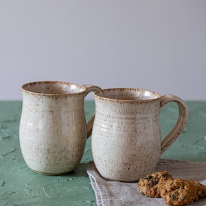 Handgemachte Keramik Kaffeebecher 2er-Set: Weiße Keramik Teetassen , US DDP