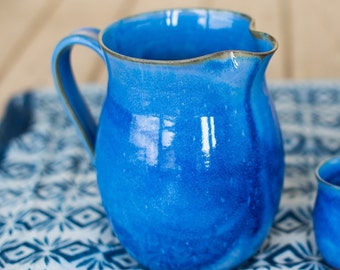 Big ceramic blue pitcher