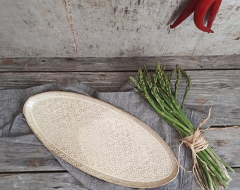 Big ceramic white serving tray