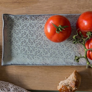 Plateau en céramique, Plat de service bleu clair en poterie, Plateau bleu clair, Plat de service en céramique, Plateau en poterie, Cadeau de vacances, DDP américain